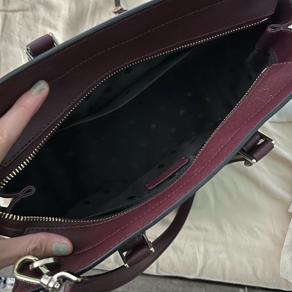 Kate Spade Black and Maroon Satchel with Floral Design